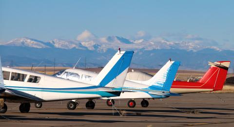 Airplanes parked at Colorado Air and Space Port